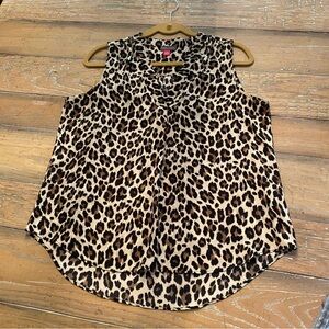 Vince Camuto Brown Leopard Print Sleeveless Blouse